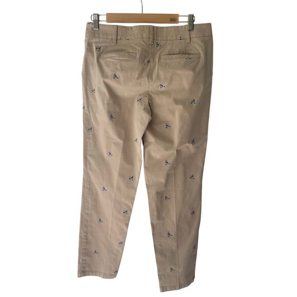 Talbots Women’s 4 Khaki Chino Pants Vespa Allover Embroidery Stretch Preppy EUC - Picture 7 of 10
